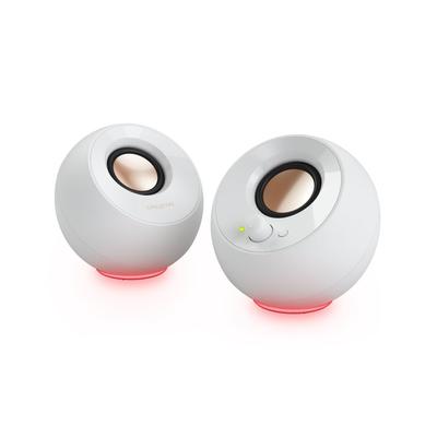 Creative Pebble SE White Equipped with RGB Lighting Audio Input Pin Plug Power Supply USB C Connection 45 Degree Upward Facing Speaker Bass Passive