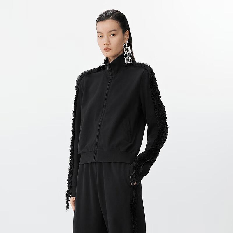 JNBY 2025 Spring Stand Collar Open Front Sweatshirt