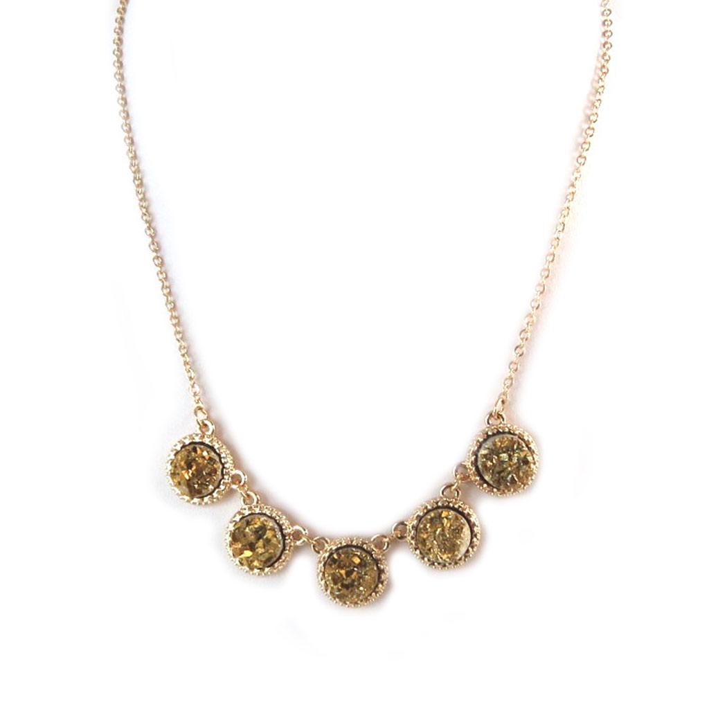 Les Trésors De Lily [P0104] - Golden 'Mineralia' Designer Necklace