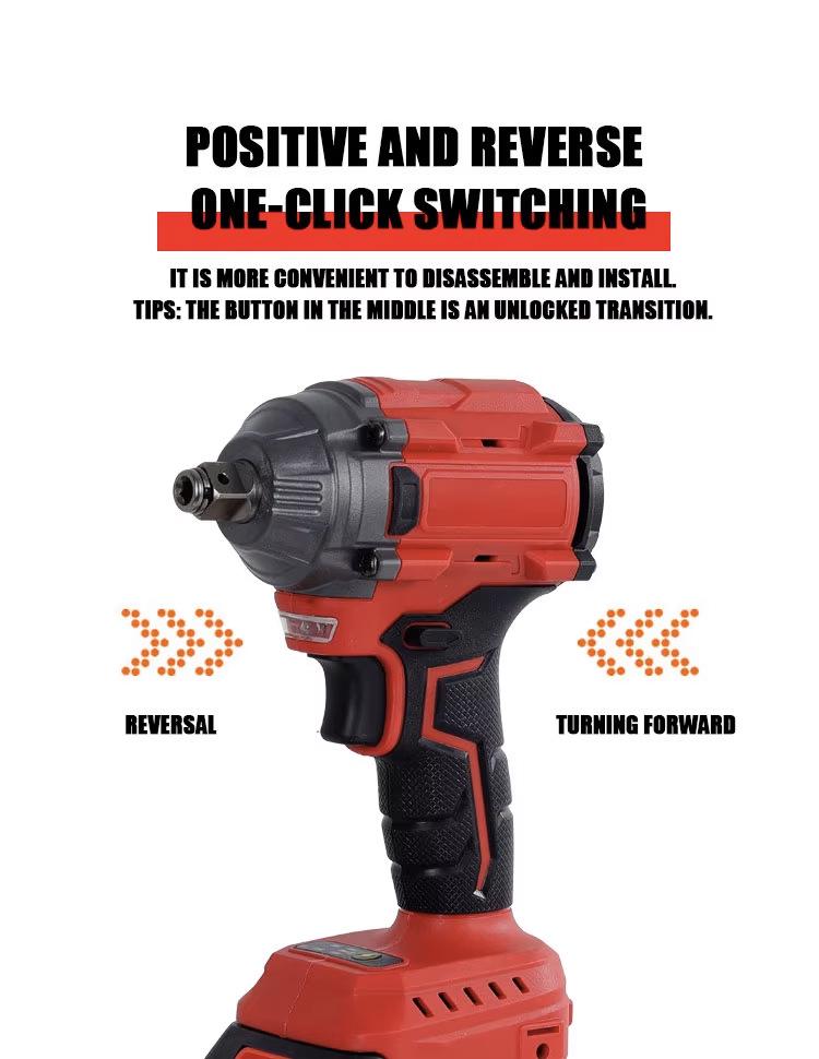 21V Brushless Electric Impact Wrench with Rechargeable Lithium Battery for Car, Scaffolding, and Carpenter Use
