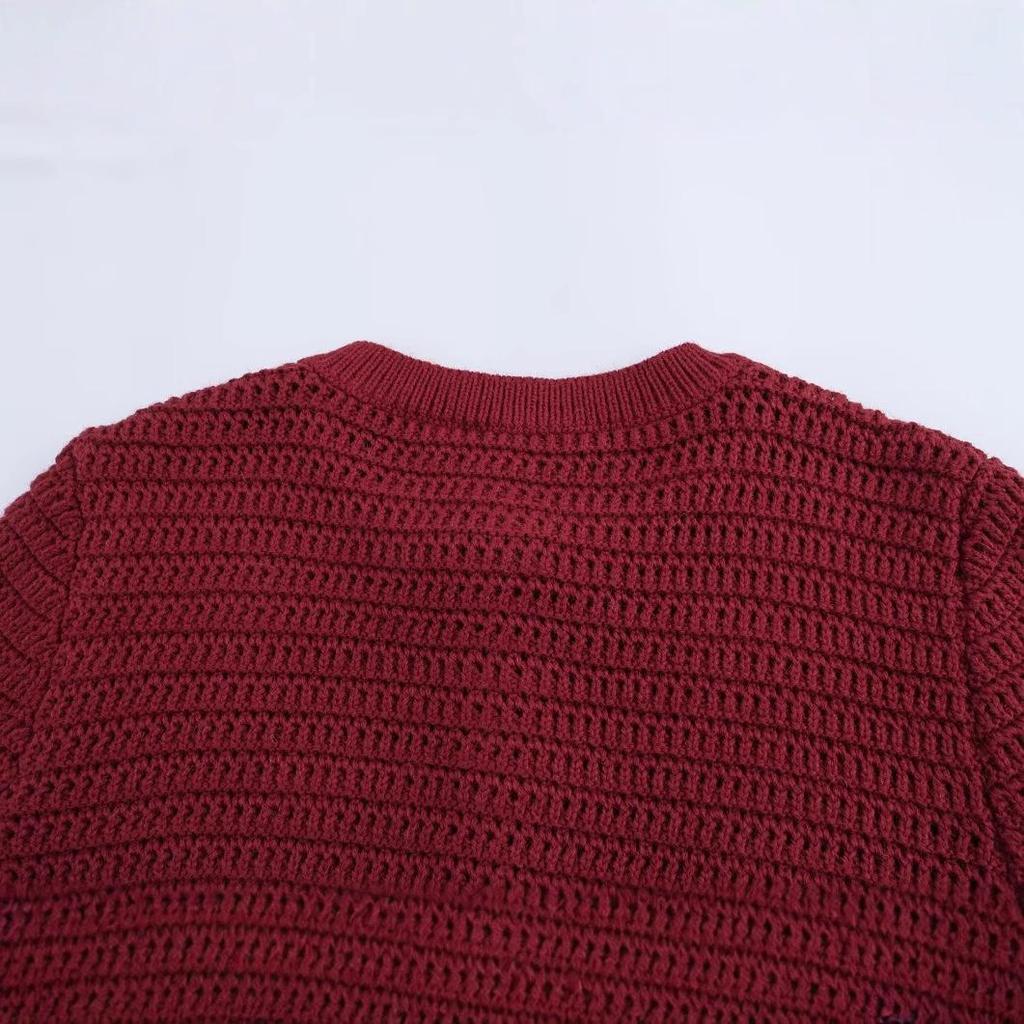 Women's 2024 Winter Fashion: European & American Style Textured Crew Neck Long Sleeve Knit Cardigan