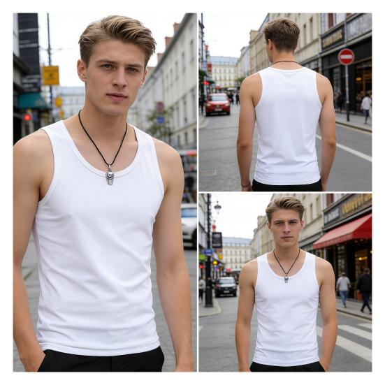 Herren Weste Sommer Ärmellos Rundhals Schlank Passend Tanktops Einfarbige Sport Fitness Camisole Täglich