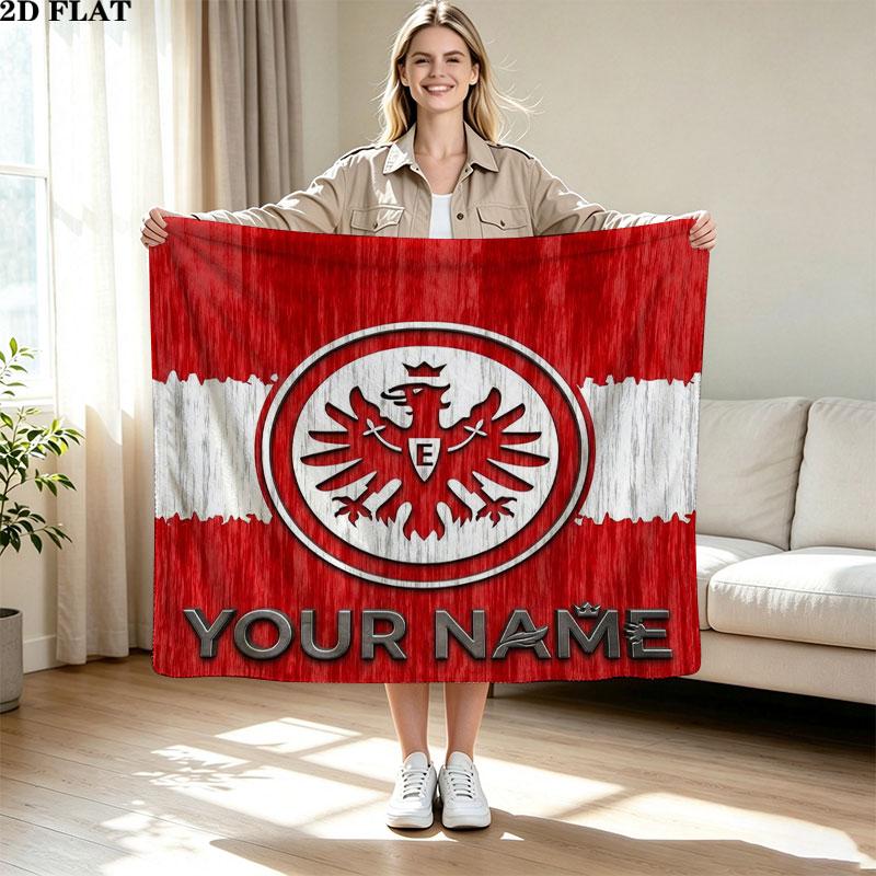 1PC Eintracht Frankfurt Custom Name Patterned Flannel Blanket Suitable For All Seasons for Home Decor Warmth and Comfort Gifts Holiday Present