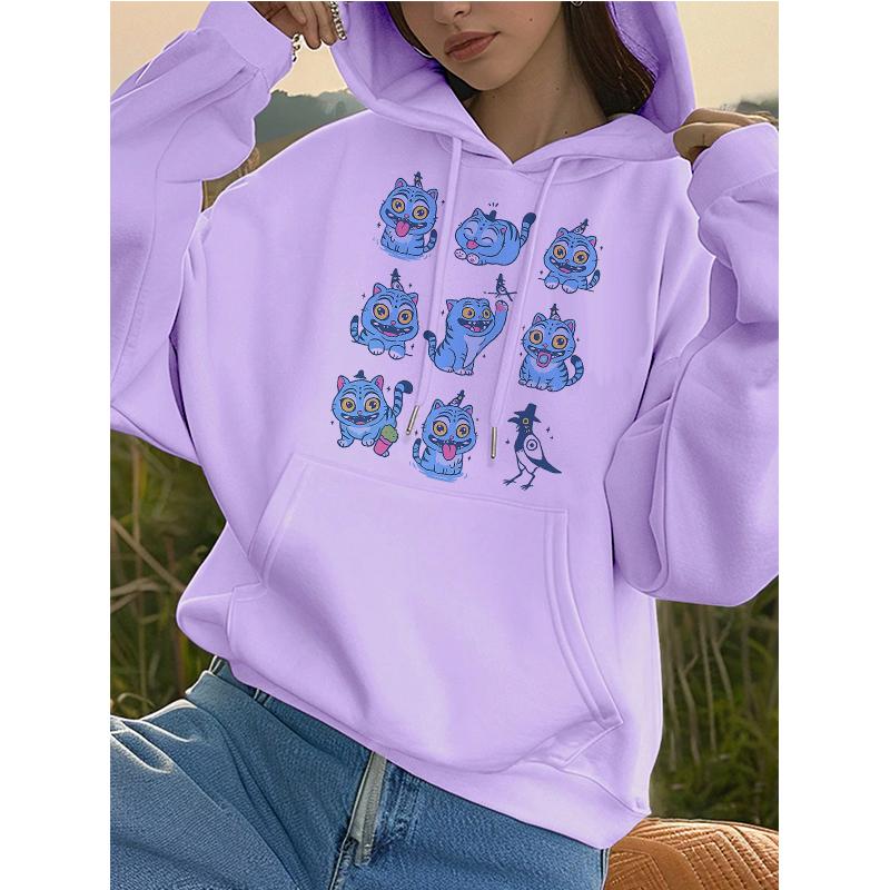 Kpop Demon Hunters Tiger Pocket Hoodies Manga Harajuku Hoody Hooded Women's Autumn Winter Sweatshirts Girls Pullovers Clothes