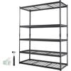 Storage Shelving Unit, 5-Tier Adjustable, 2000 Lbs Capacity, Heavy Duty Garage Shelves Metal Organizer Wire Rack, Black, 60" L X 24" W X 78" H for