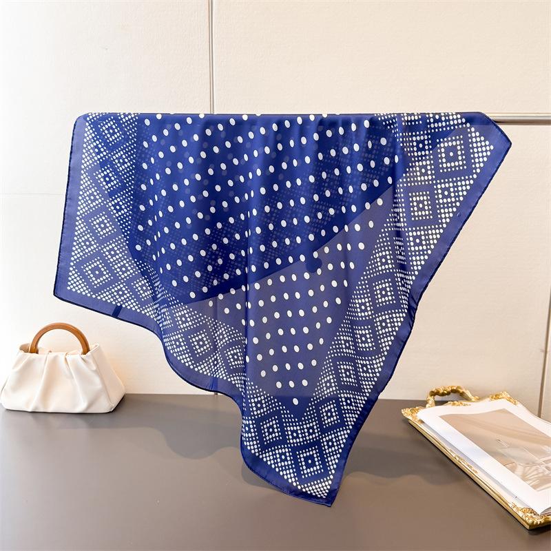 2026 New Luxury Dot Print Fashion Square Scarves Women Silk Scarf Bandana Small Hairbands Foulard Shawl