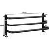 Porte‑serviettes mural 3 niveaux 60 cm noir – aluminium, sans perçage ou à percer, gain de place
