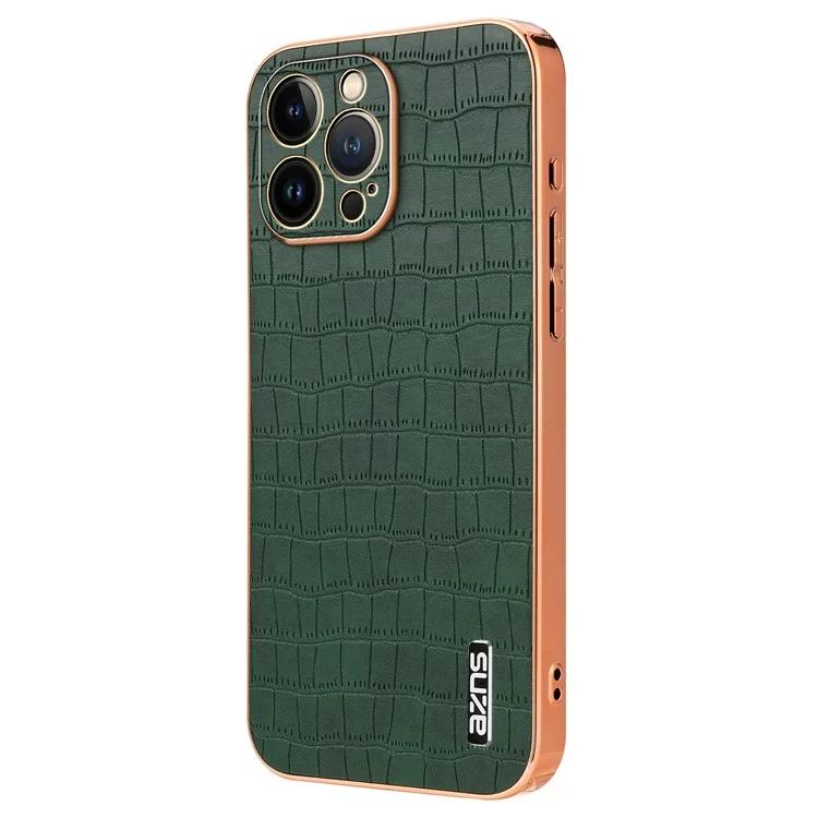 

AZNS For iPhone 14 Pro Max Case Crocodile Texture Leather+TPU Anti-Scratch Phone Cover