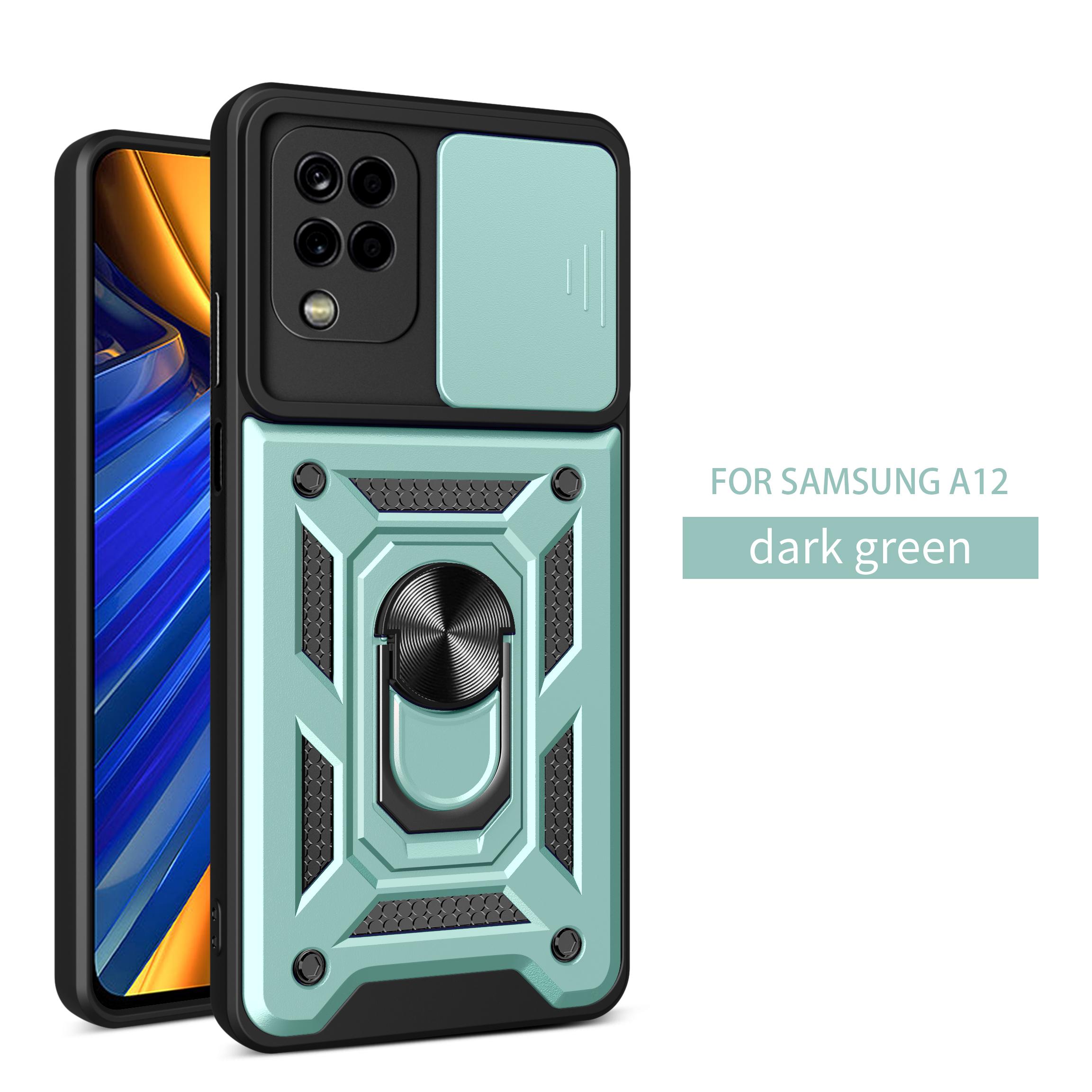 

For Samsung A12 Case Galaxy M12 Cover Galaxy F12 A12 5G Magnetic Ring Holder Armor Phone Case Slide Camera Protect Back Cover Galaxy M12