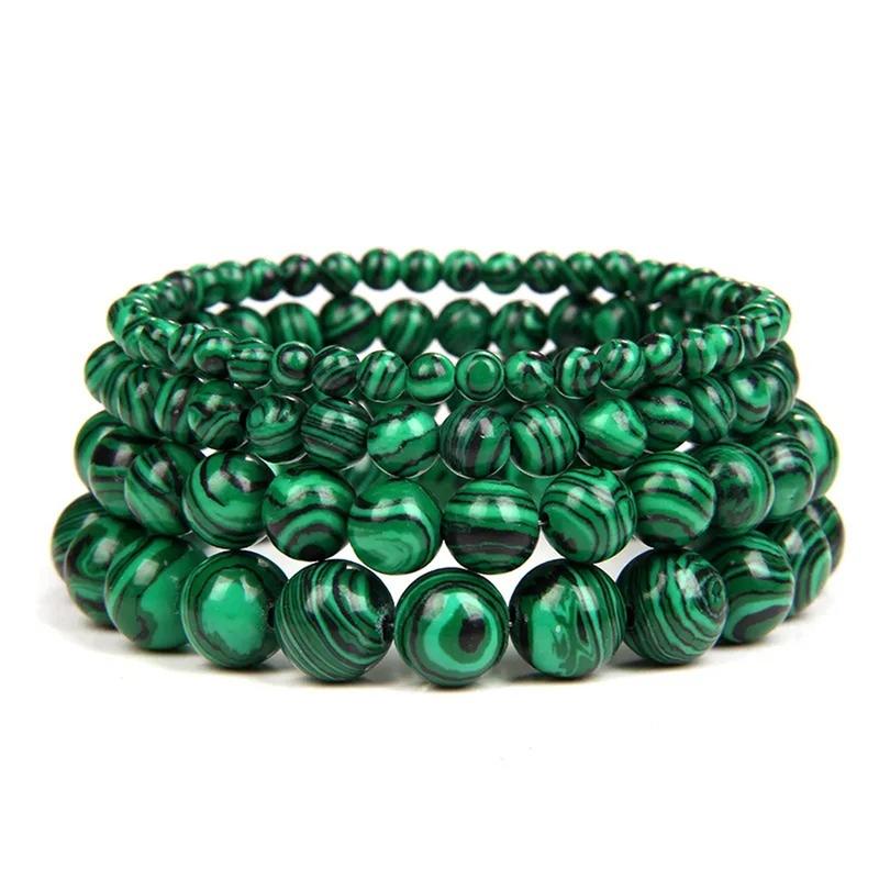 Latest Models 6 8 10mm Green Malachite Bracelet Men Women Bangle for Best Friend Gift Handmade Beaded Natural Stones