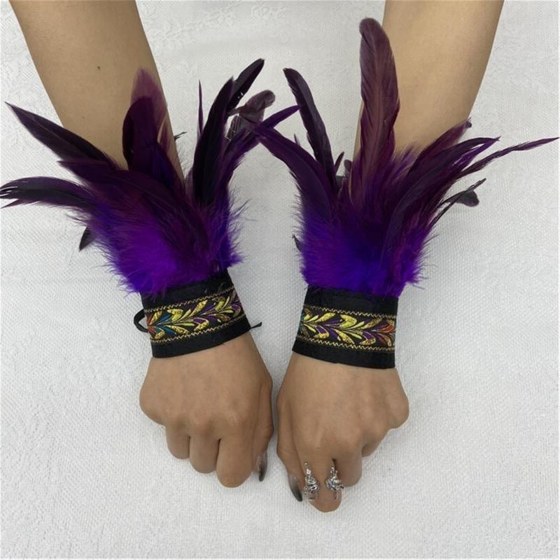Ethnic Wrist Cuffs Vintage Women Men Cosplay Costume Accessory Feather Wristband Feather Wristband Vintage Bracelet