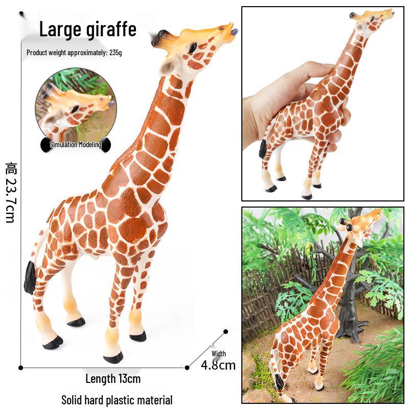 Wild Safari Animal Figurines: Giraffe, Elephant, Rhinoceros, Brown Bear, Tiger, Lion, Leopard, Hippopotamus - Solid Cognitive Toys