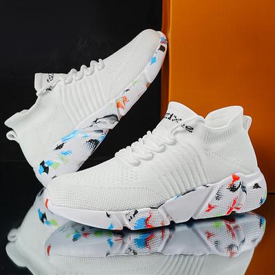 35-47 Unisex Büyük Boy Flyknit Spor Ayakkabı Hafif Nefes Koşu Ayakkabıları Rahat Çorap Ayakkabı