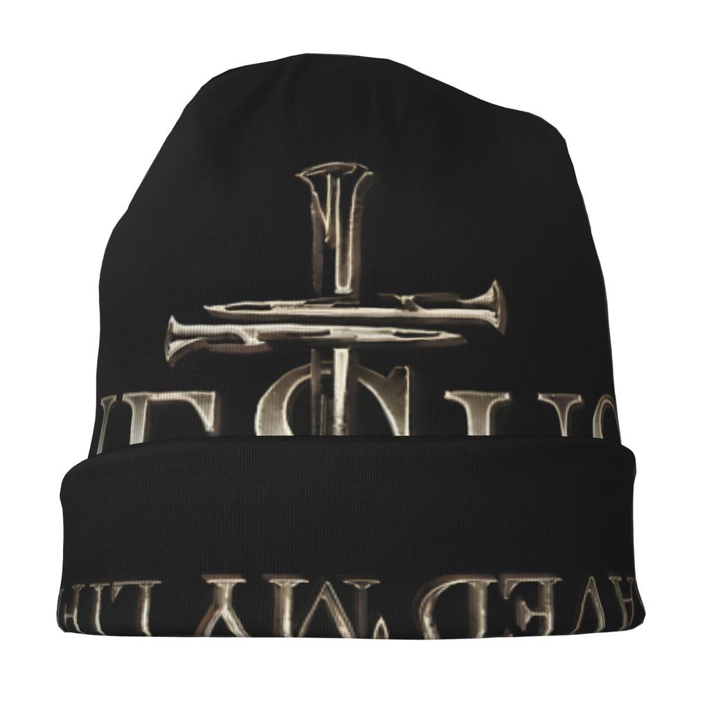 Biihudu Yeshua My Life Jesus Skull - Unisex Hip Hop Beanie Hat With "Jesus" Lettering, & Golden Design, Comfortable Stretch Fit