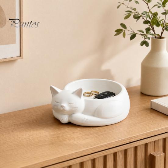 Pot de fleurs chat mignon Support de rangement pour bijoux imprimé en 3D, Pot de fleurs pour succulentes, Style de décoration à texture délicate nordique Organisateur de bureau pour bagues