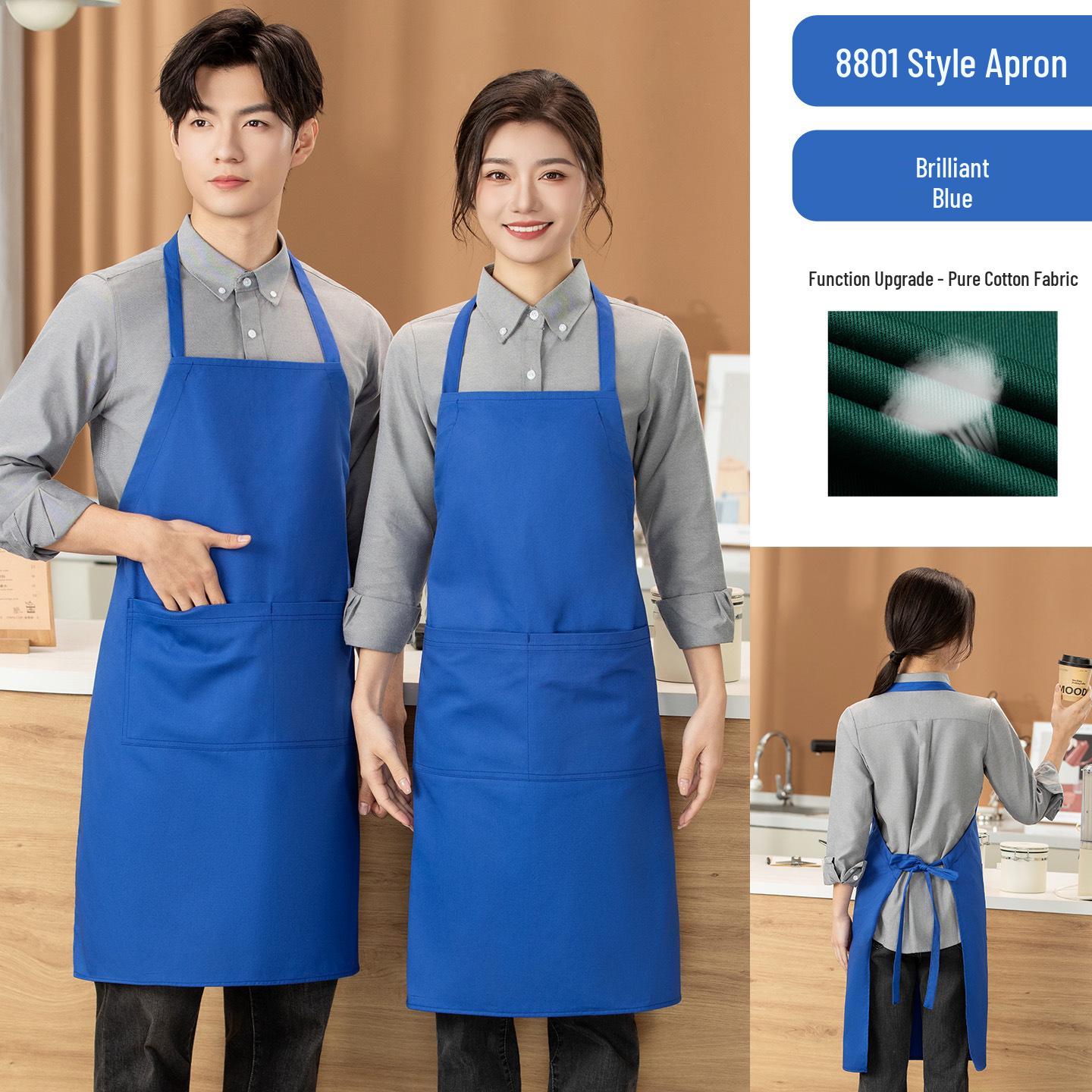 Customizable Cotton Waist Apron for Food Service and Supermarkets – Print or Embroider Logo Neck Strap + Waist Belt + Adjustable Length