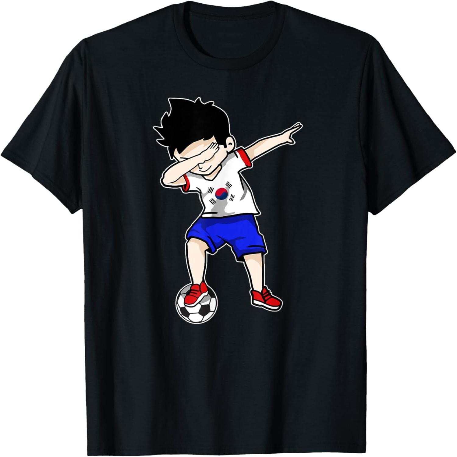 Dabbing Soccer Boy South Korea Football - Korean Gift T-Shirt S