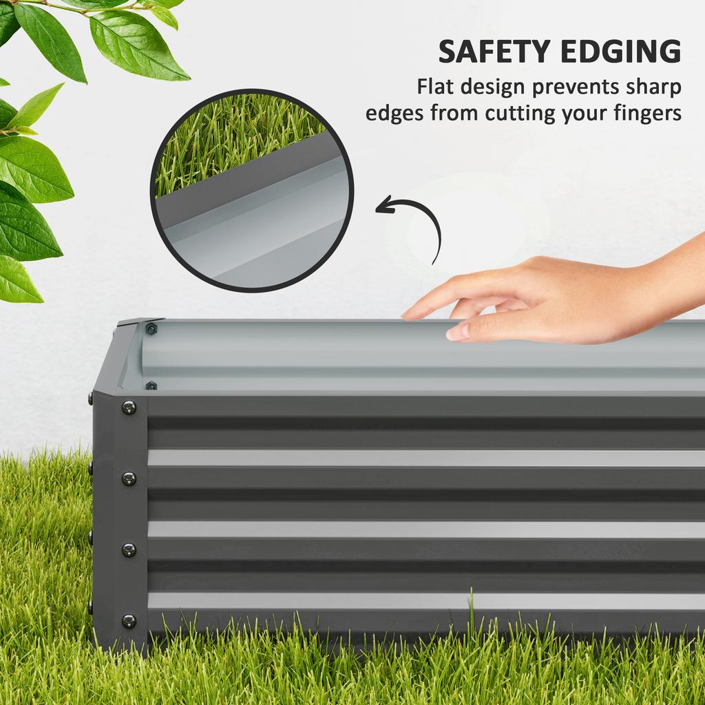 Set of Two 110 x 50cm Steel Planter Boxes - Light Grey