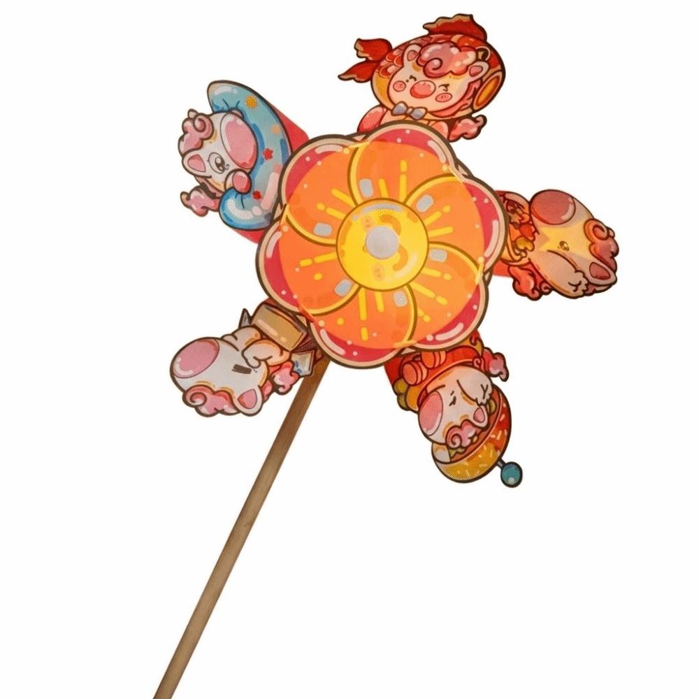 Rotating Children's Lantern Lion Dance Chinese New Year Lantern Glowing Windmill Lantern  Kids Gift