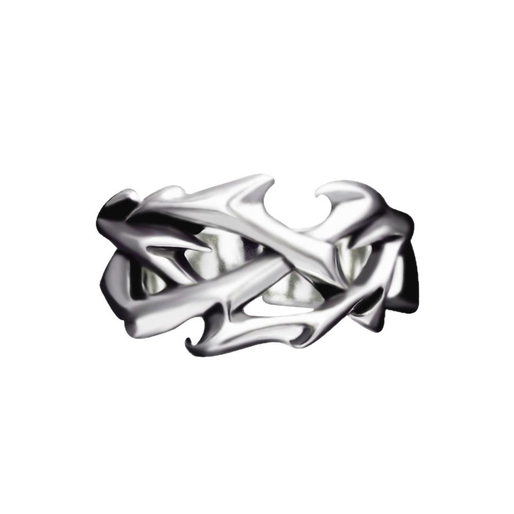 Creative Retro Irregularity Thorns Stainless Steel Opening Rings Gothic Punk Finger Ring for Men Women Personality Jewelry Gifts