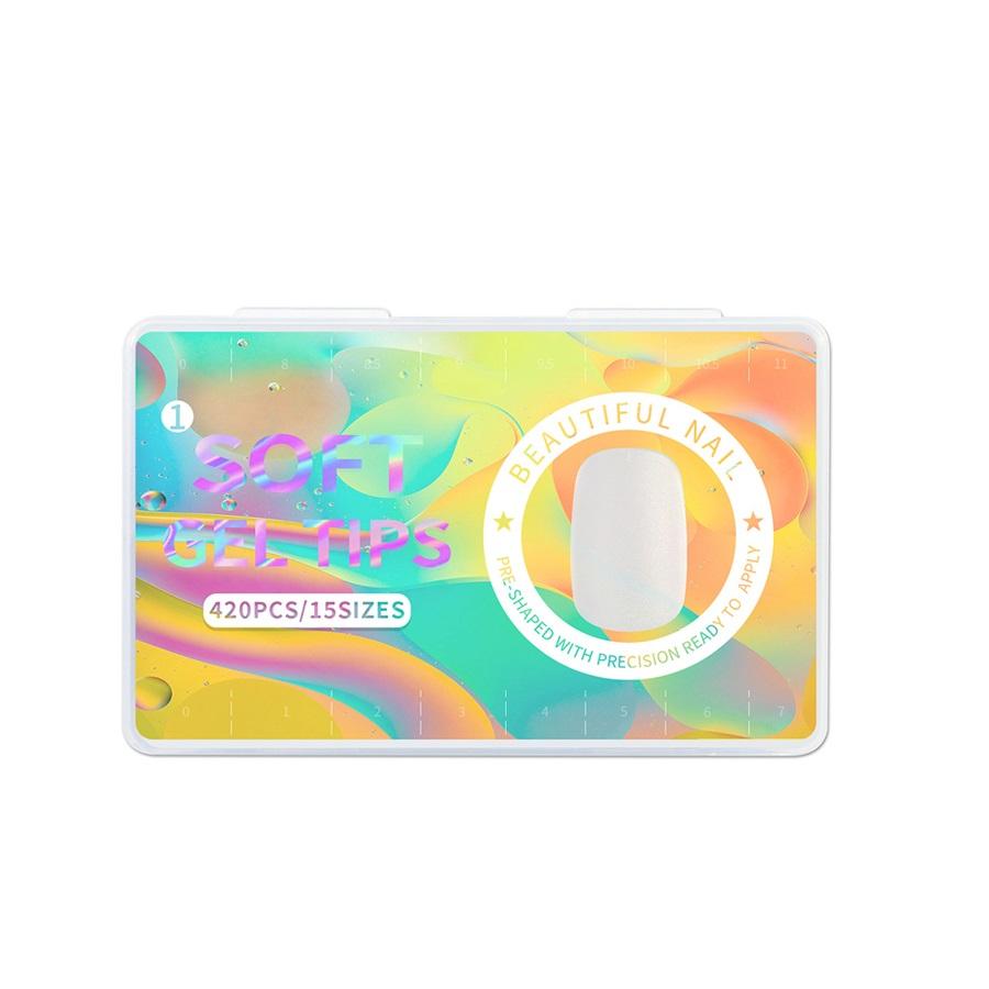 

420Pcs Ultra-Thin Short Matte False Nail Tips Soft Gel Tips Fake Nail Manicure Tool 01
