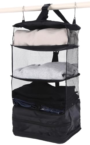 [Featured in Jalan] LIXIA Travel Pouch, Hanging, Travel, Convenient, Compression, Closet, Hanging Pouch (Black, L)