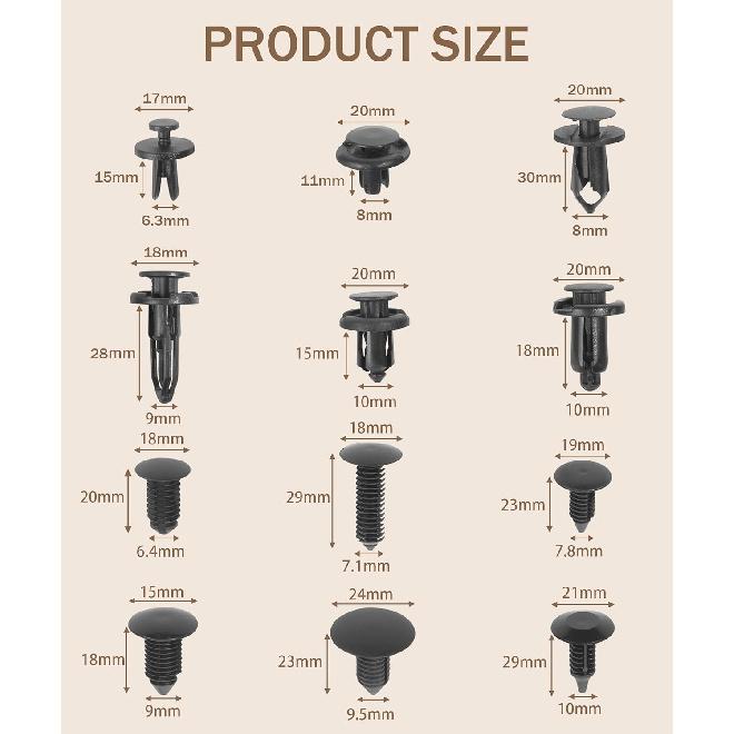 240 Pcs Automotive Clips,Car Retainer Clips,Car Accessories Bumper Clips Car Clips Plastic Rivets Fasteners Push Retainer Kit,Auto Push Pin Rivets