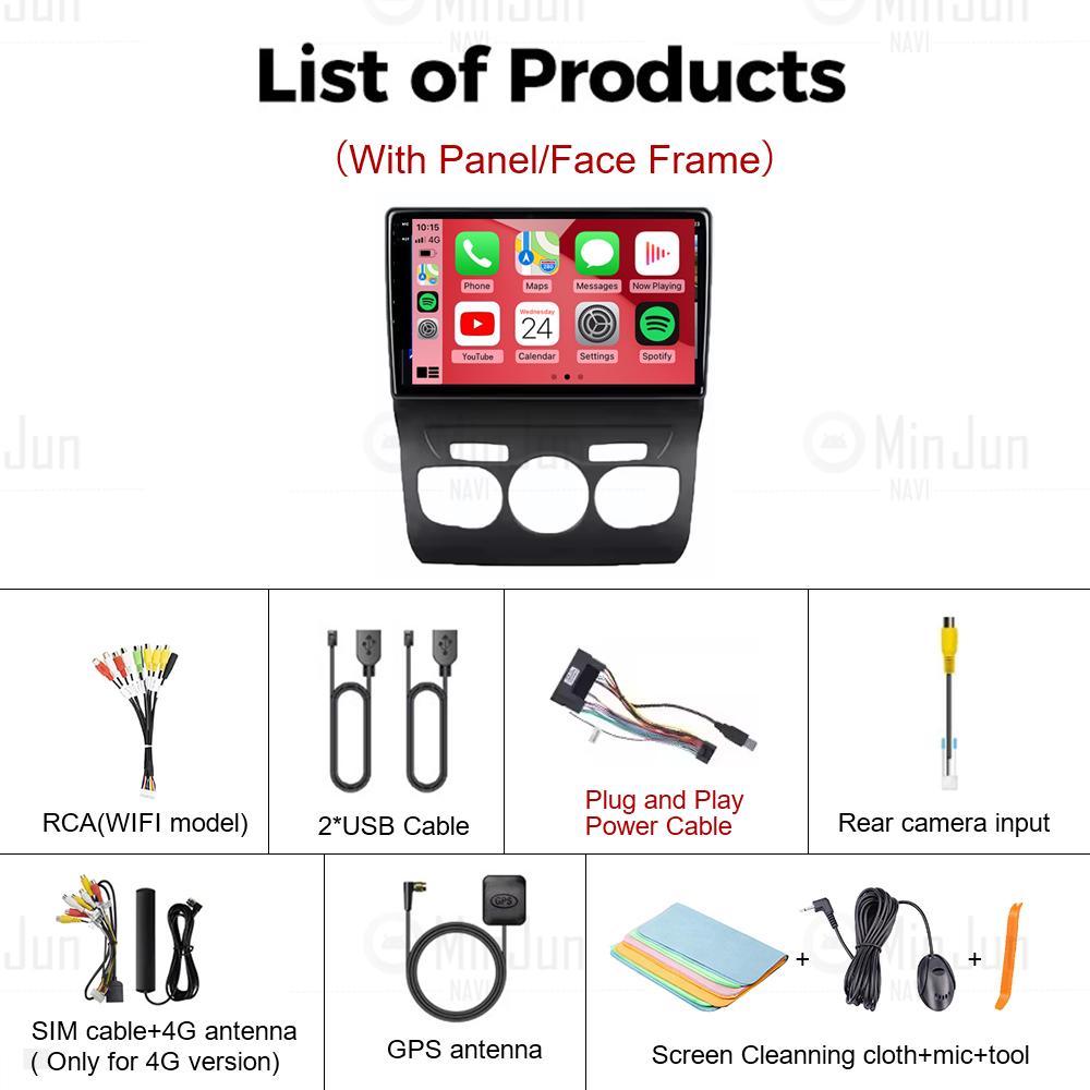 9" Car Radio Android 14 For Citroen C4 2 B7 2013 2014 2015 2016 Navigation GPS Stereo Auto QLED Touch Screen Multimedia Player