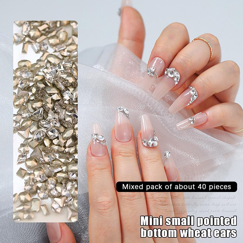 40Pcs Zircon Mix Mini Nail Diamond Decoration Mixed Loading Stereoscopic Nail Accessories Nail Painting Nail Salon Nail Artists
