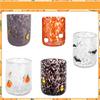 Hand Blown Glass Tumbler with Halloween Themed Icons Ghost and Pumpkin Pattern Old Fashioned Juice Drinkware for Home Bar