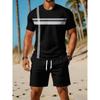 Herren Digitaldruck 2-teiliges Set, Herren Rundhals Kurzarm T-Shirt und Shorts Outfit