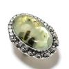 Natürlicher Prehnit Edelstein Handgefertigter 925 Sterling Silber Schmuck Ring Größe 9 d4I70
