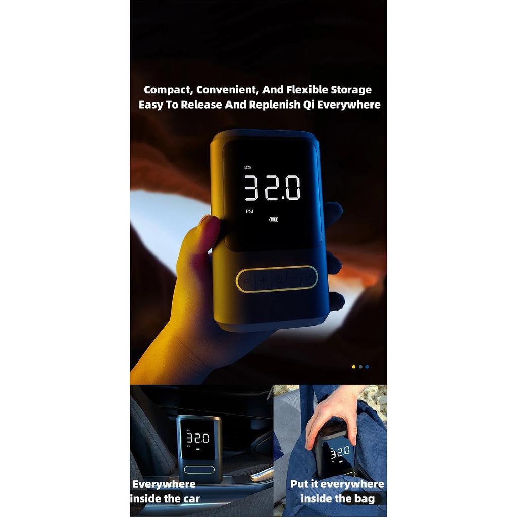 Mini Portable Handheld Electric Air Pump for Car Bicycle Tire Inflator Wireless Charging Digital Display Mounted Air Compressor