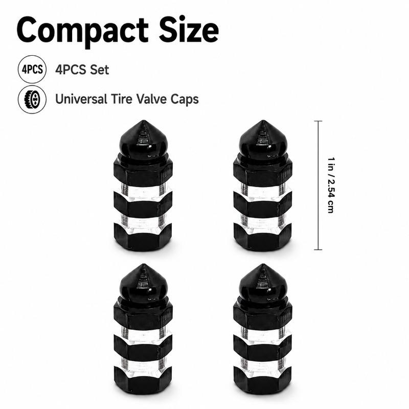 4PCS Tire Valve Stem Caps Universal Aluminum Alloy Hex Grip Dustproof Covers for Cars Motorcycles and Bicycle Wheels Valve Stems 1