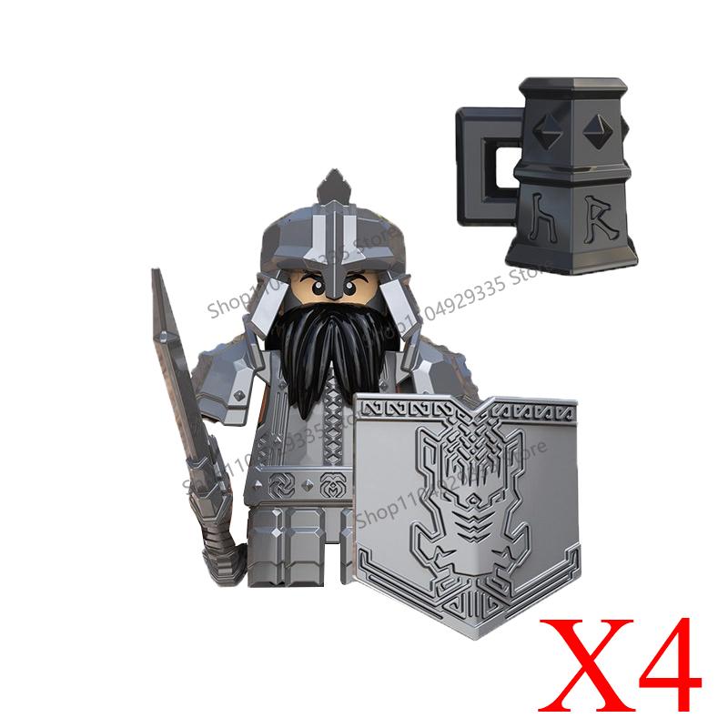 Medieval Knight Figures Building Blocks Elf Guard Dwarf Warrior Wild Boar Sheep Mount Fantasy Movie Character Soldier Bricks Toy