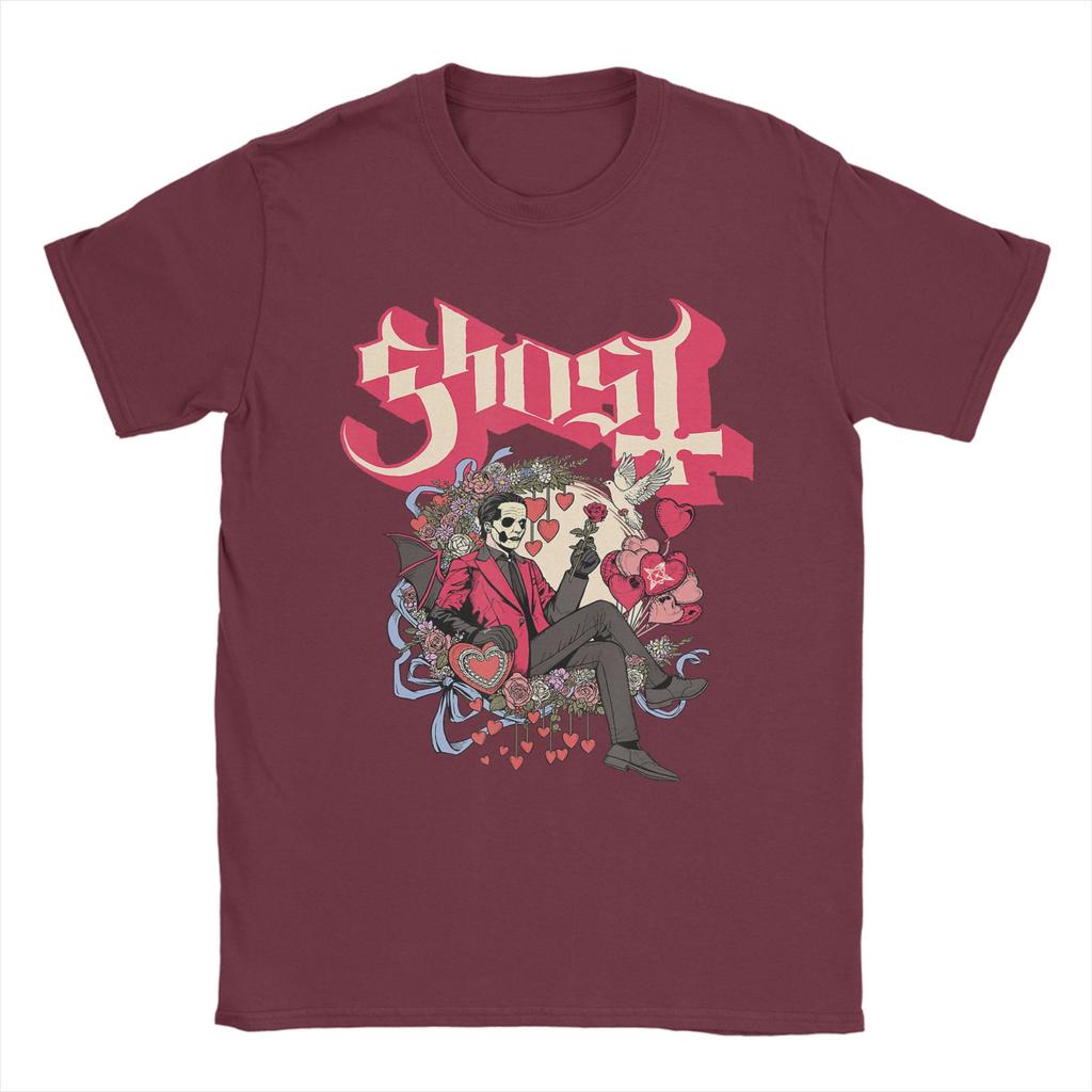 Mens TShirt Ghost Band Valentines Day Flower Heart Skull Funny 100 Cotton Tee Shirt Short Sleeve T Shirt Round Neck Tops