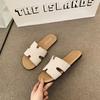 French Retro Birkenstock Slippers Wear  Summer New Beautiful Temperament Flat Bottom Cool Slippers