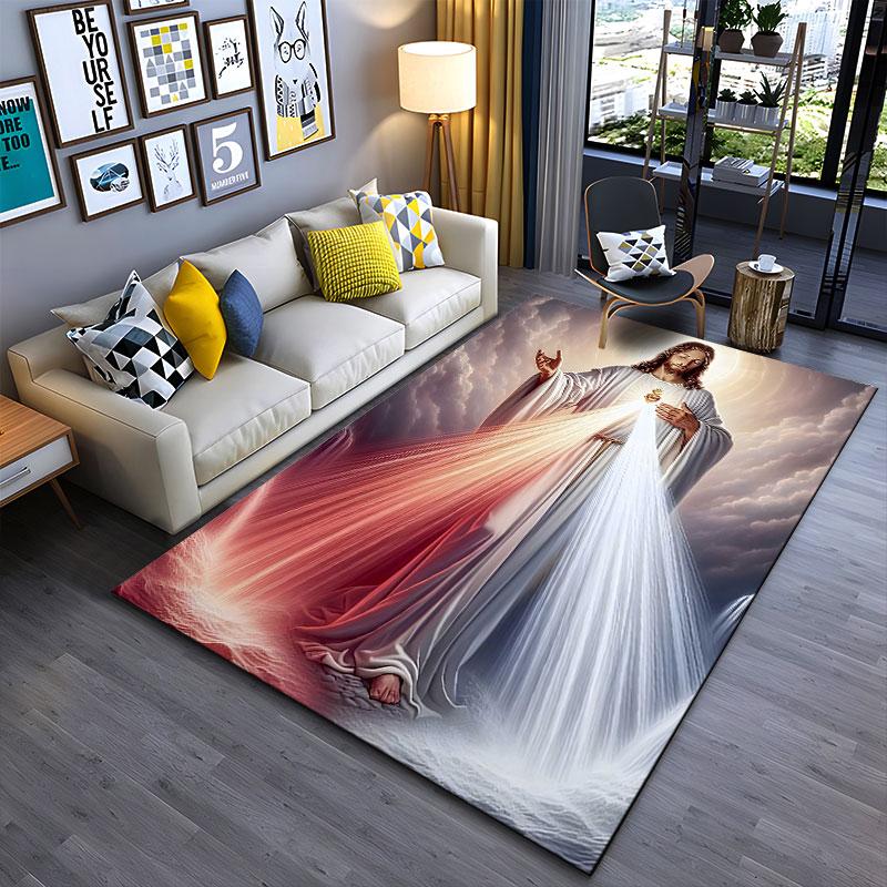 Divine Sacred Heart Design suitable as a non-slip mat for the living room or bedroom sofa