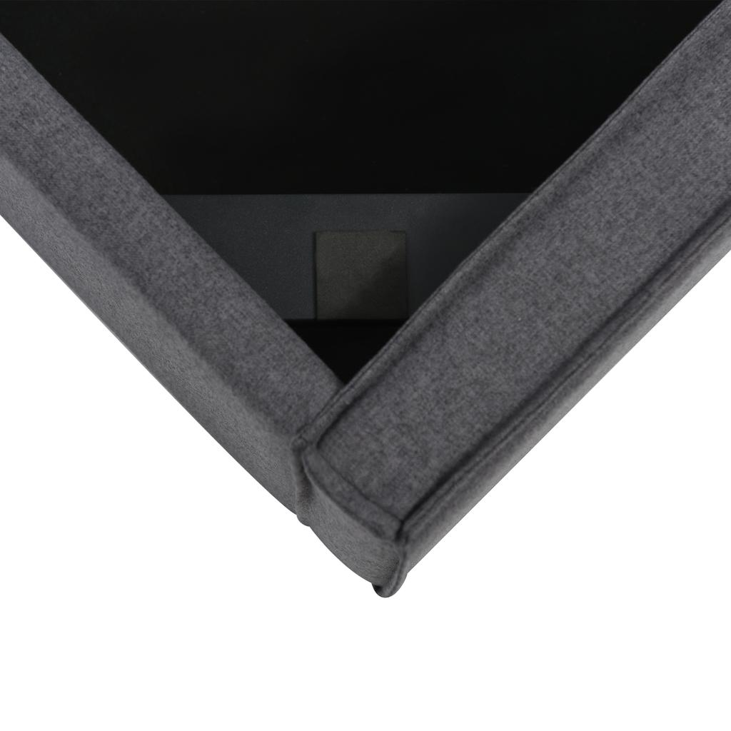 Hydraulic Single Bed, Upholstered, 90x200cm, Metal Slatted Frame, Modern, Storage Space, Cotton, Grey (With Mattress)
