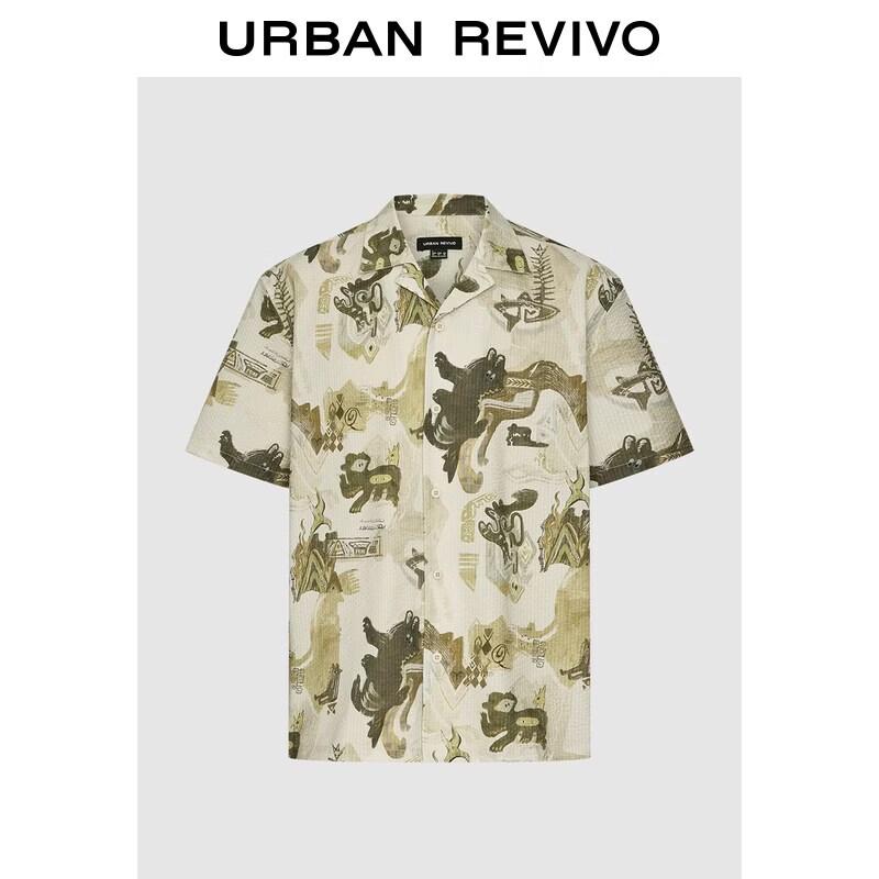 UR Men s Printed Lapel Casual Shirt M