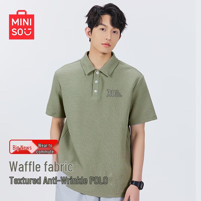 

MINISO Men s Waffle Knit Polo T-Shirt 3XL