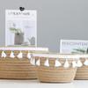 Retro Cotton Rope Tassel Storage Basket Household Woven Storage Basket