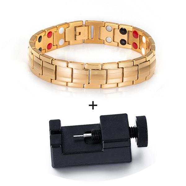 Vinterly Black Bracelet Men Hand Chain Link Energy Health Germanium Magnetic 15mm Stainless Steel Jewelry Women Male Waterproof