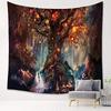 Forest Castle Psychedelic Tapestry Wall Hanging Fairy Tale Tapestry Magic Tree Cartoon Tapestry Sleeping Decorative Tapestry