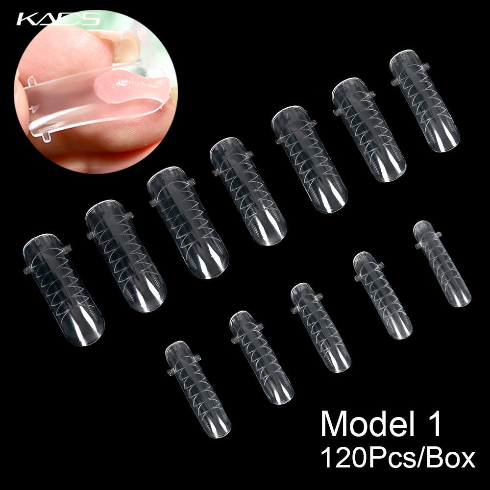 kads 120 ks Nástavce na nehty pro rychlou tvorbu plísní Dvojité umělé nehty Opakovaně použitelné čiré nástroje na manikúru pro prodloužení Poly Nail Gel Nail Art