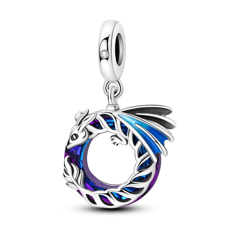 Heißer Verkauf 925 Sterlingsilber Kupfer Bunt & Schwarz Kleiner Drache Anhänger Charm Passt Armband Reizende Zirkonia Accessoires Geschenke