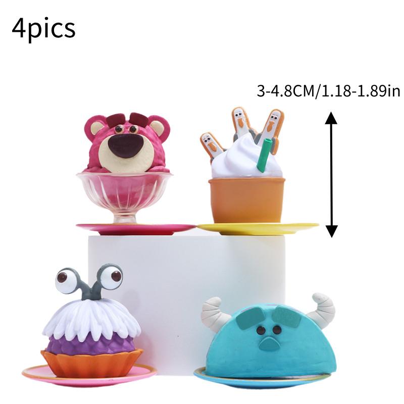 Очаровательный набор фигурок игрушек Клубничного Мишки розового, голубого, белого и фиолетового цветов для креативных тортов