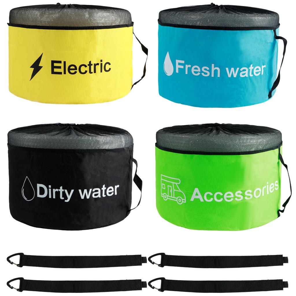 3/4PCS RV Hose Storage Bags with Mesh Top Waterproof RV Utility Bag Multifunctional RV Accessories Storage Bags with Straps