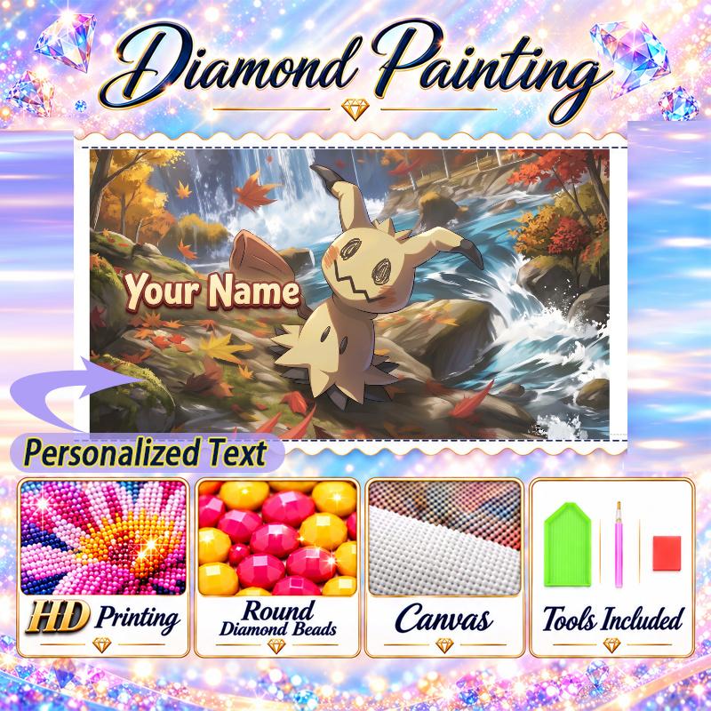 Personalized Mimikyu Diamond Art Custom Name 5D Diamond Painting Full Drill DIY Craft