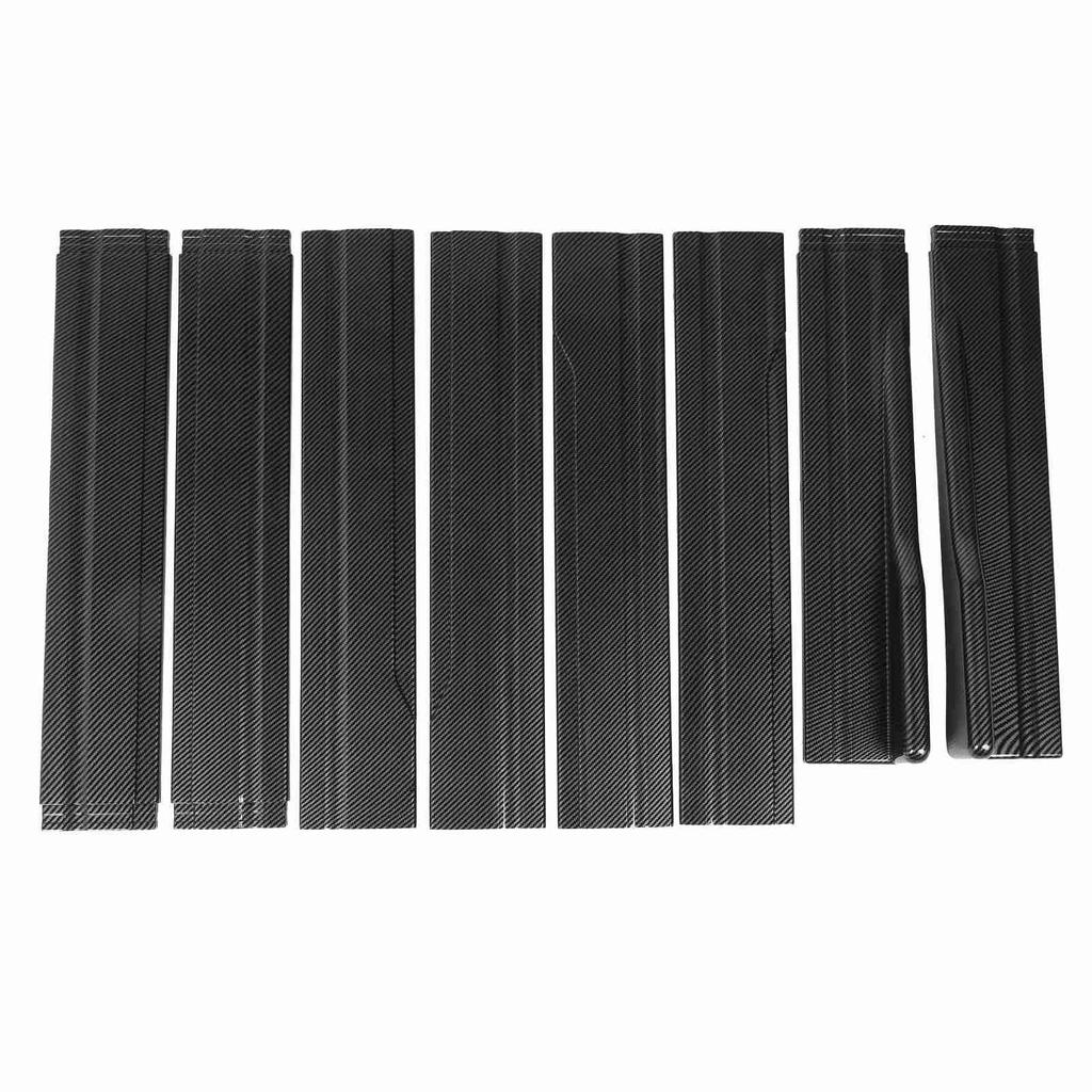 8PCS 218cm Car Side Skirt Carbon Fiber Pattern 4 Section Type Gloss Black Universal Replacement For Accord